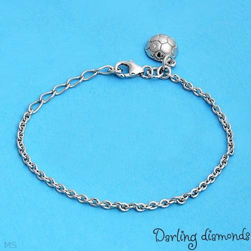 DARLING DIAMONDS*NATURAL DIAMOND FOOTBALL CHARM BRACELET 925 STE